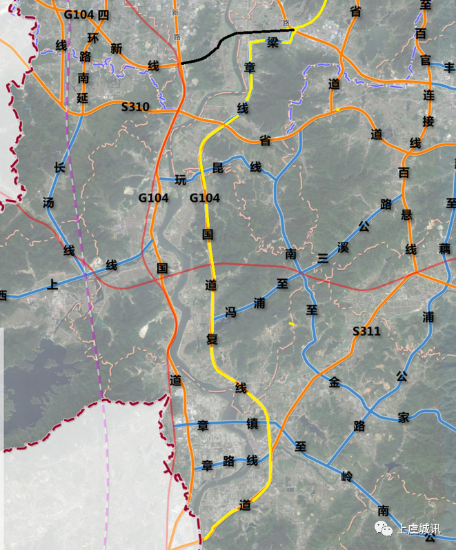 g104上虞蒿坝至嵊州三界段改建工程是我区继329国道北移,104国道南移