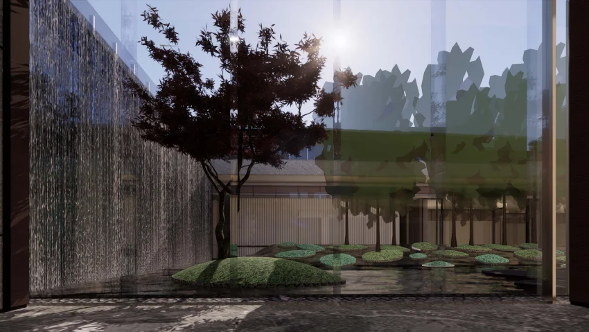 的地面,采自意大利的威尼斯棕;水吧台的用材,来自云南的香格里拉翡翠