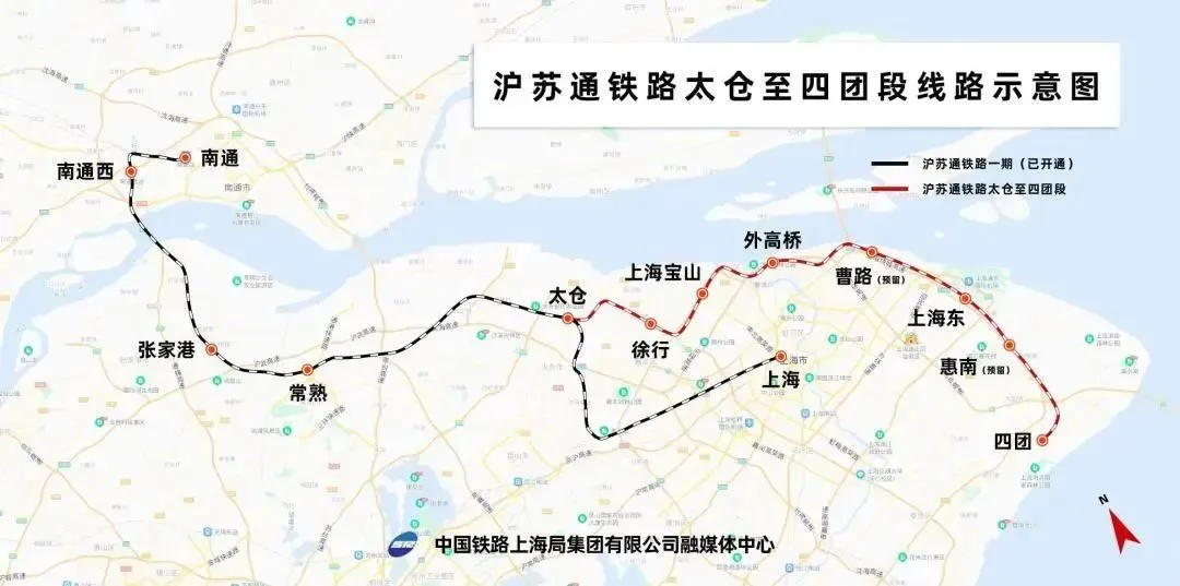 北沿江铁路沪苏通铁路二期和沪乍杭铁路上海东站未来将接入根据规划将