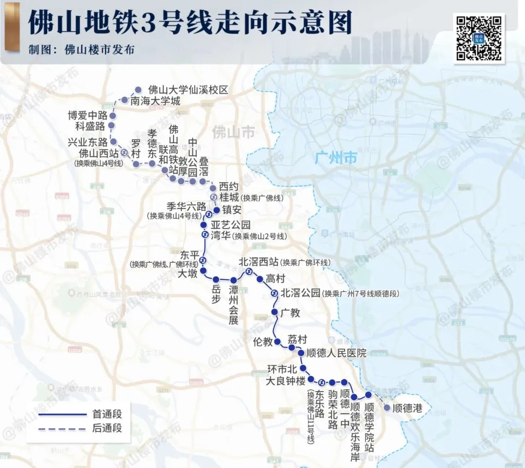 佛山3号线后通段官宣:分段运营!